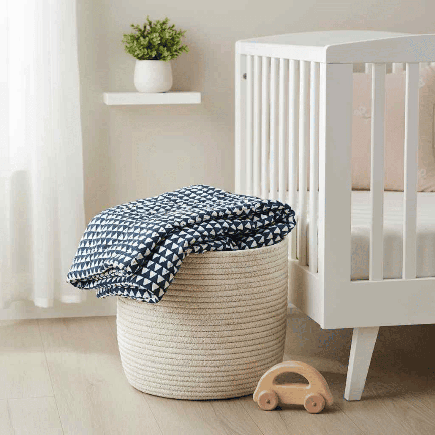 Indigo Dreams Baby Comforter – Handmade Kantha Style 100% Cotton (0–3 Years) - Image 5