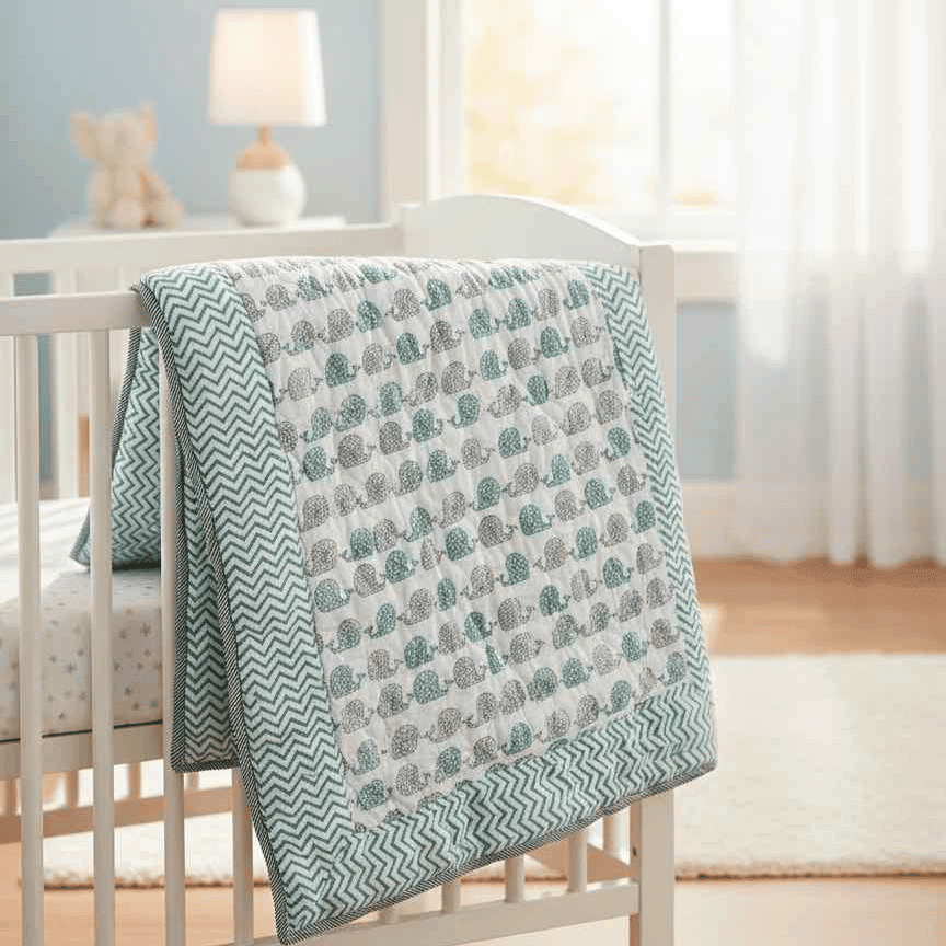 Happy Dolphin Baby Comforter – Handblock 100% Cotton (0–5 Years) - Image 2