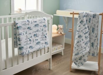 Kantha work - Sailboat & Cottage Scenic Print