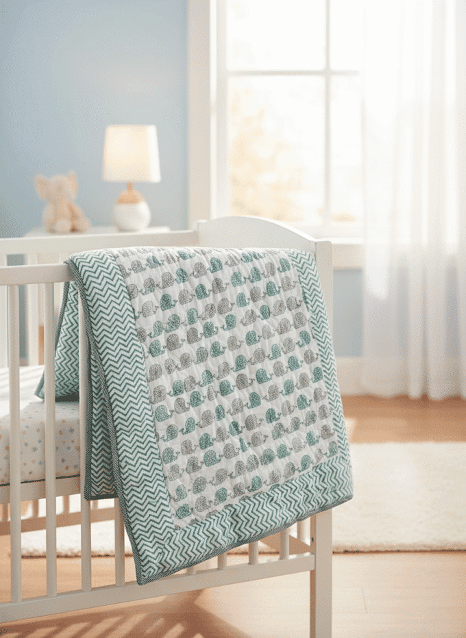 Dolphin Block Print Baby Comforter - Image 3