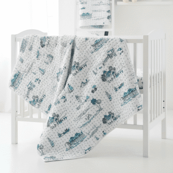 Coastal Village Toile Kantha Baby Comforter – 100% Cotton