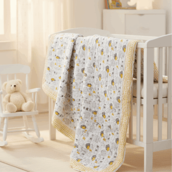 Circus Animals Handblock Baby Comforter