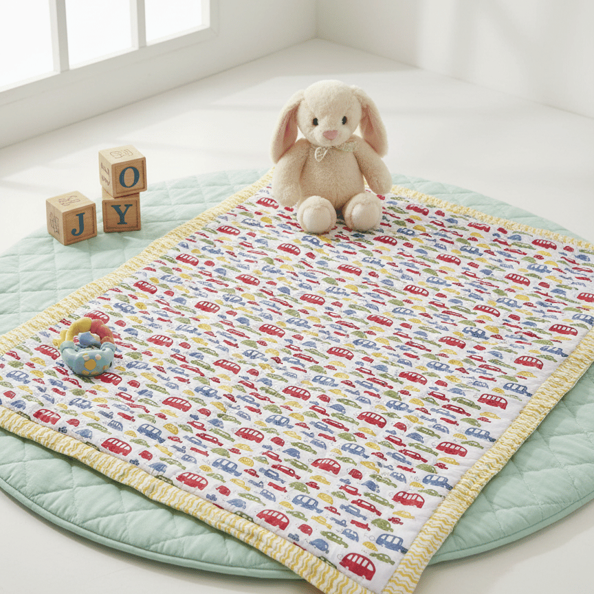 Multicolour Cars Handblock Baby Comforter 100% Cotton (0–5 Years) - Image 5