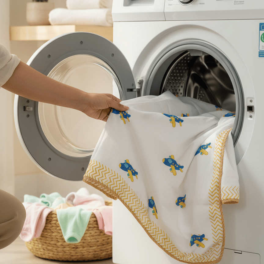 Blue Airplane Cotton Dohar for Kids (0-5 years) - Image 2