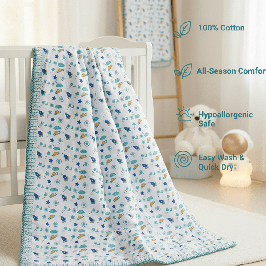 Space Dreams Cotton Dohar for Kids (0-5 Years) - Image 3