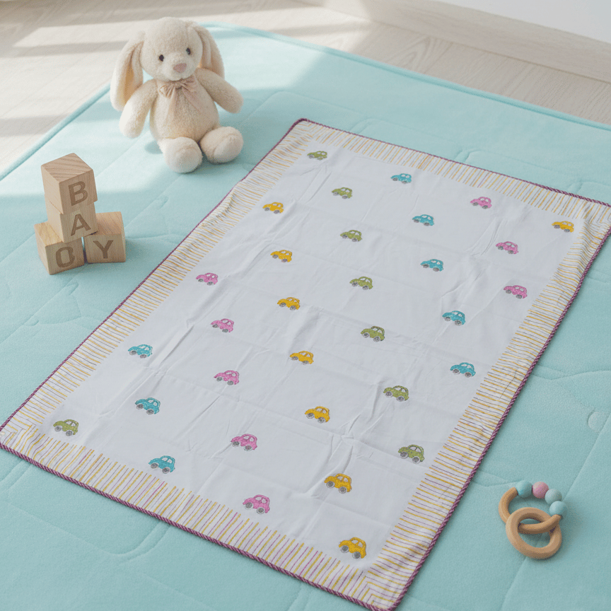 Pastel Cars Cotton Dohar for Kids (0-5 Years) - Image 2