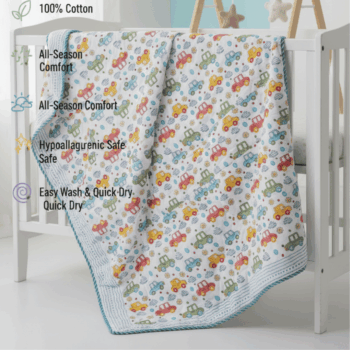 Multicolour Cars Cotton Dohar for Kids